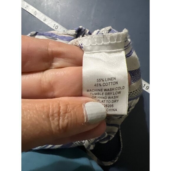 Just Living Womens Striped Linen Blend Pants M Pull On Beachy Boho Lagom - Picture 5 of 12